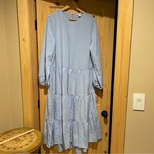 Monki Pastel Blue Tiered Long Dress